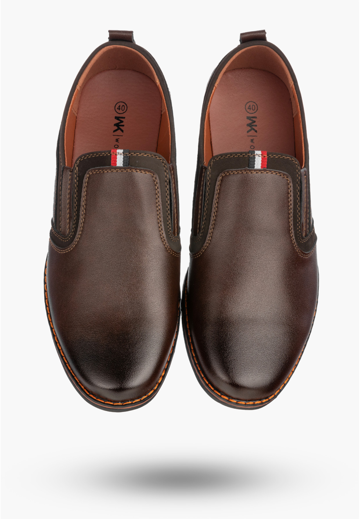 Półbuty Wizytowe Męskie Ekoskóra Buty Wsuwane Eleganckie Brązowe WOJTYŁKO 9ZW22602V