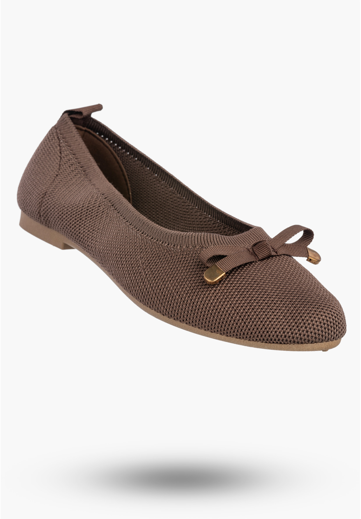 Baleriny Damskie Buty Z Kokardką Płaski Obcas Lekkie Brązowe Bella Paris CB130