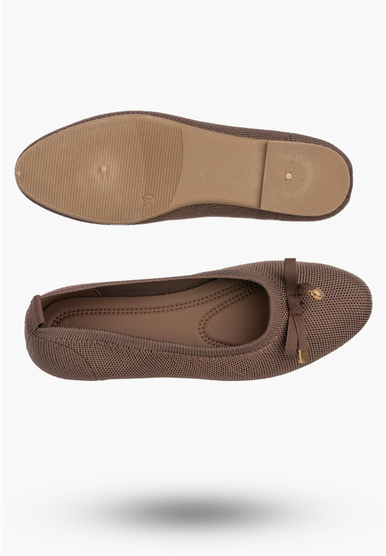 Baleriny Damskie Buty Z Kokardką Płaski Obcas Lekkie Brązowe Bella Paris CB130
