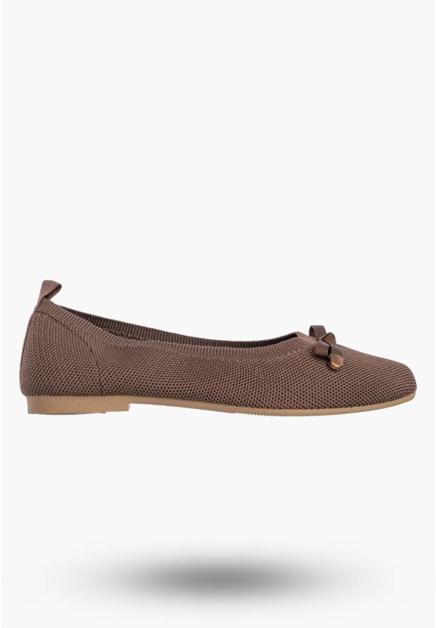Baleriny Damskie Buty Z Kokardką Płaski Obcas Lekkie Brązowe Bella Paris CB130
