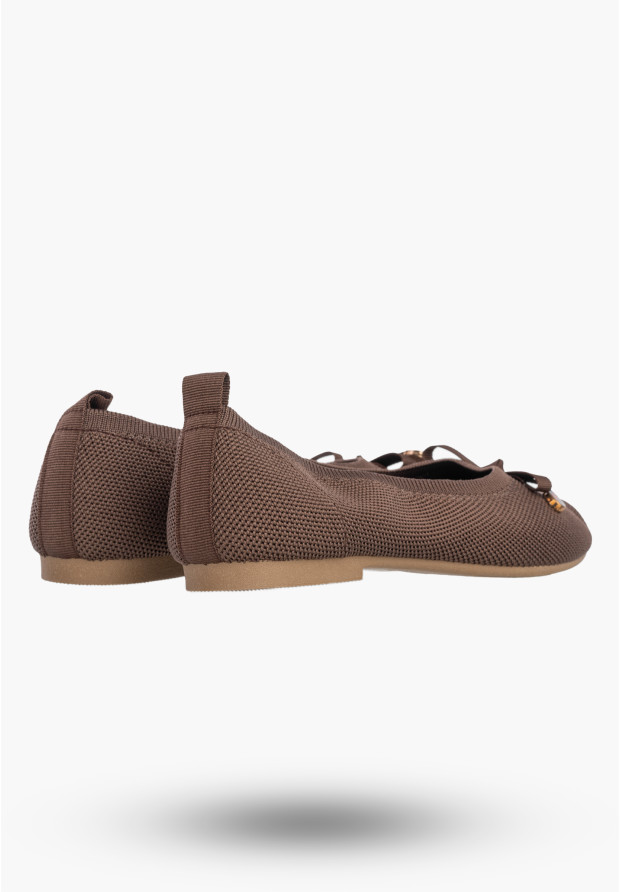 Baleriny Damskie Buty Z Kokardką Płaski Obcas Lekkie Brązowe Bella Paris CB130