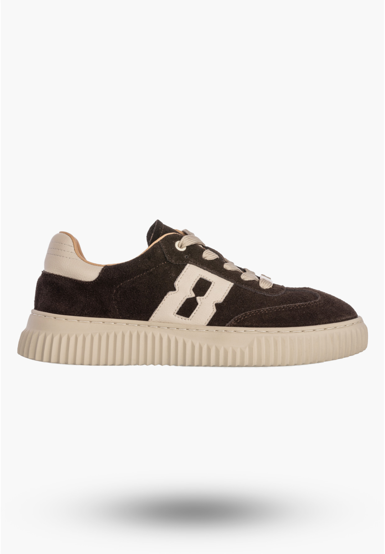 Sneakersy Damskie Skórzane Buty Sportowe Na Platformie Zamszowe Brązowe