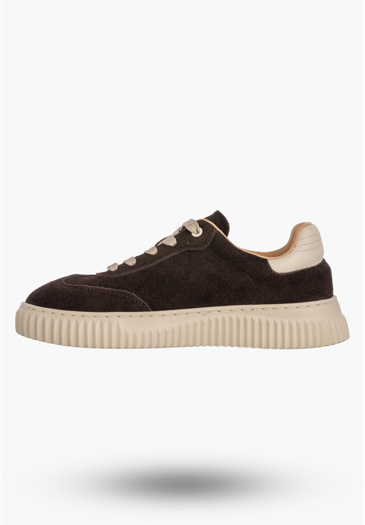 Sneakersy Damskie Skórzane Buty Sportowe Na Platformie Zamszowe Brązowe