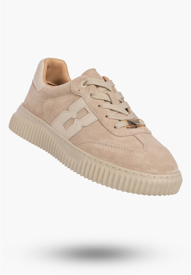 Sneakersy damskie skórzane beżowe sportowe