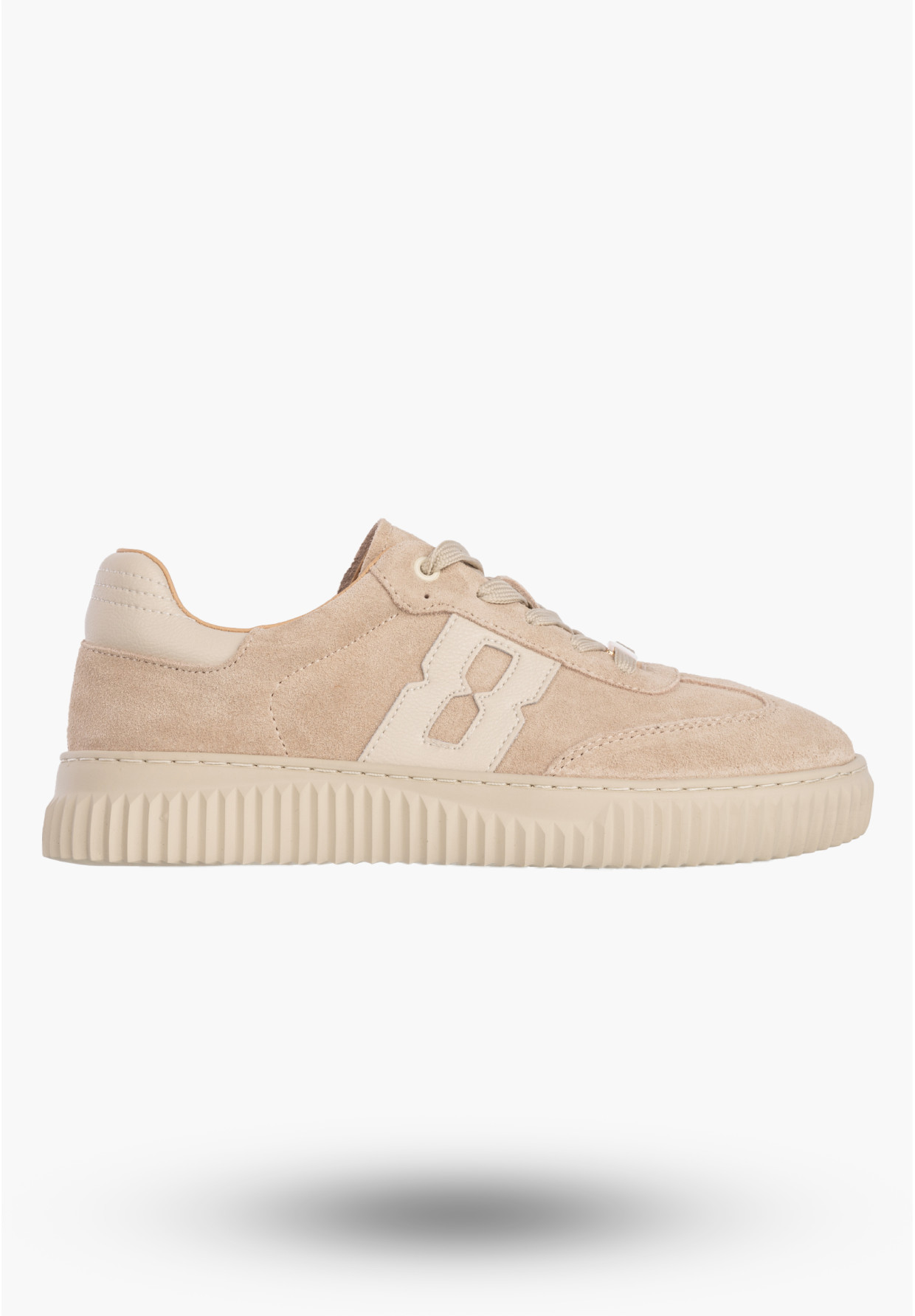 Sneakersy Damskie Skórzane Buty Sportowe Na Platformie Zamszowe Beżowe