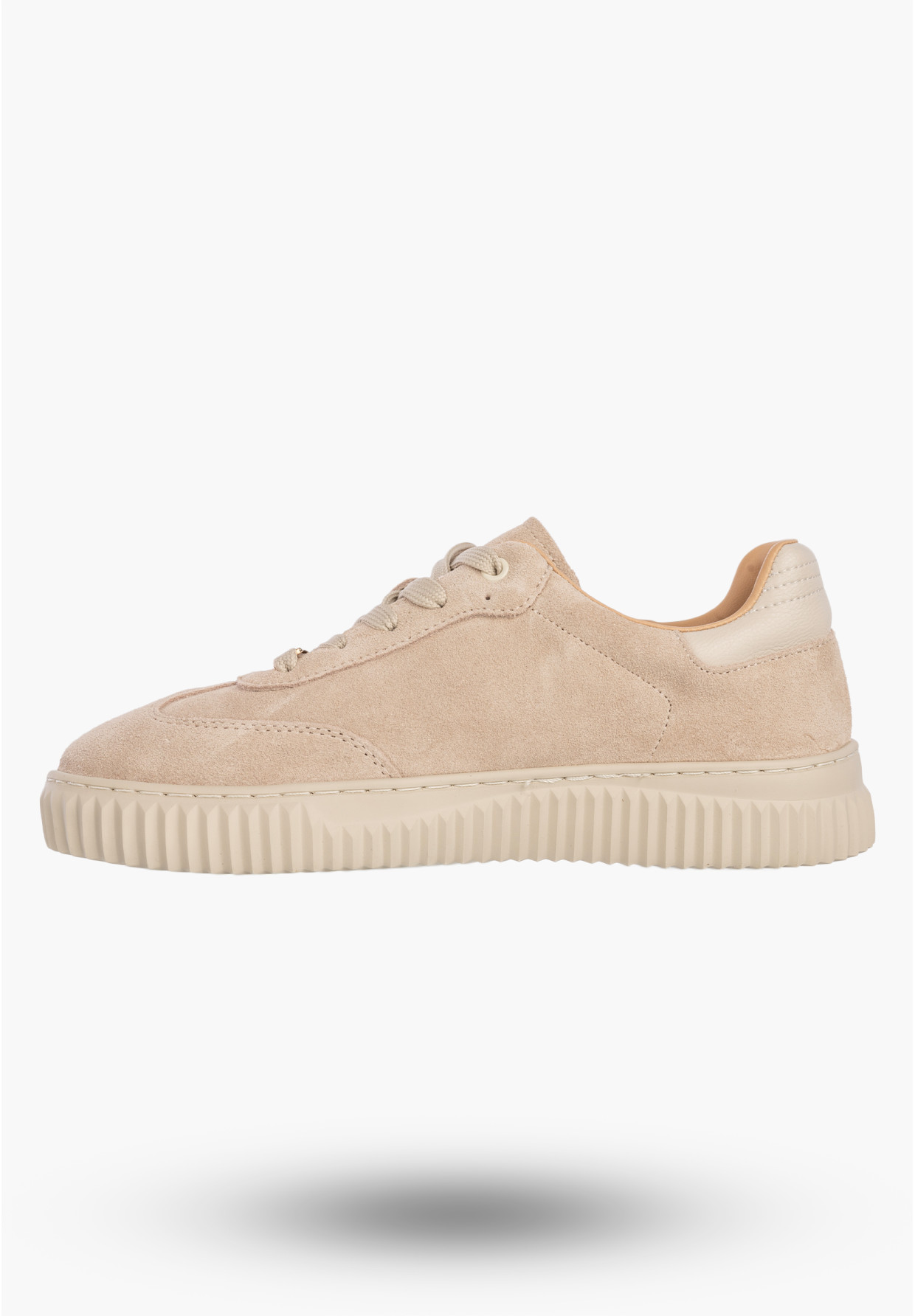 Sneakersy Damskie Skórzane Buty Sportowe Na Platformie Zamszowe Beżowe