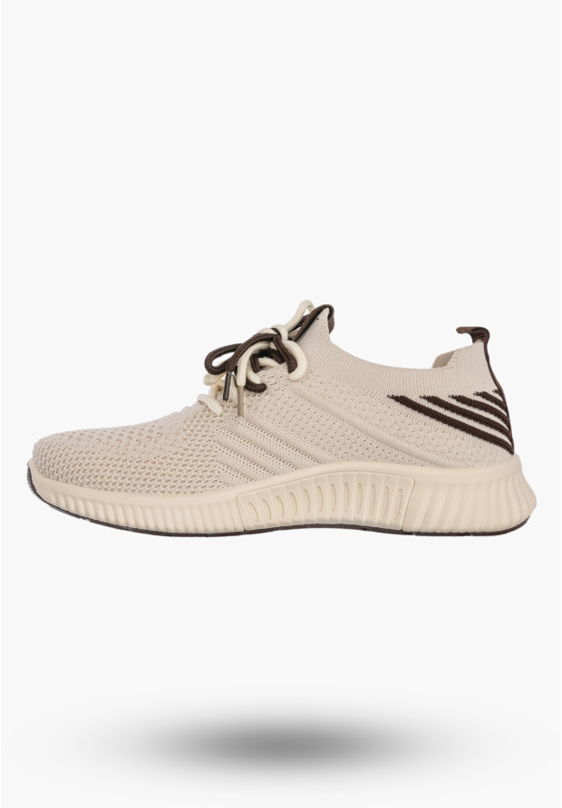 Sneakersy Damskie Buty Sportowe Wsuwane Lekkie Tekstylne Beżowe