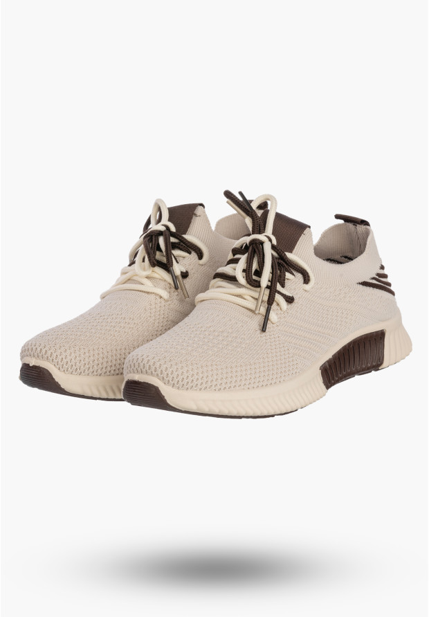 Sneakersy Damskie Buty Sportowe Wsuwane Lekkie Tekstylne Beżowe