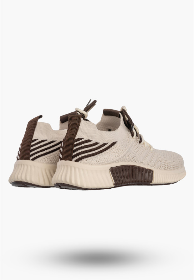 Sneakersy Damskie Buty Sportowe Wsuwane Lekkie Tekstylne Beżowe