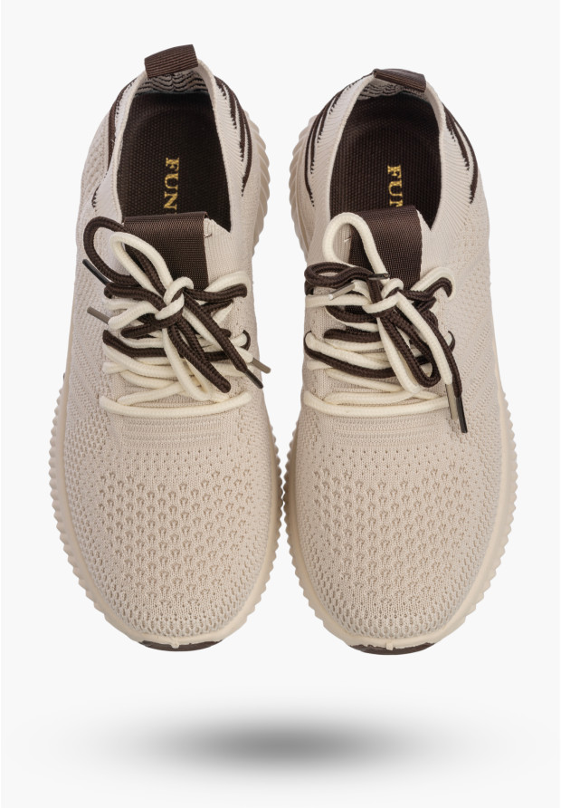 Sneakersy Damskie Buty Sportowe Wsuwane Lekkie Tekstylne Beżowe