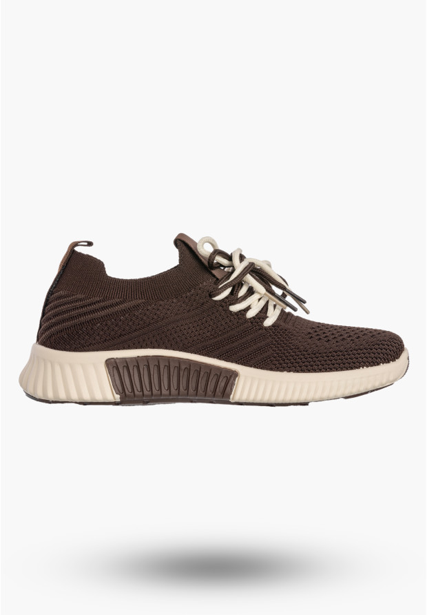 Sneakersy Damskie Buty Sportowe Wsuwane Lekkie Tekstylne Brązowe
