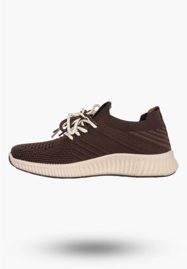Sneakersy Damskie Buty Sportowe Wsuwane Lekkie Tekstylne Brązowe