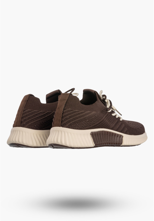 Sneakersy Damskie Buty Sportowe Wsuwane Lekkie Tekstylne Brązowe