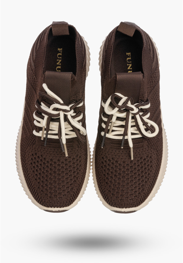 Sneakersy Damskie Buty Sportowe Wsuwane Lekkie Tekstylne Brązowe