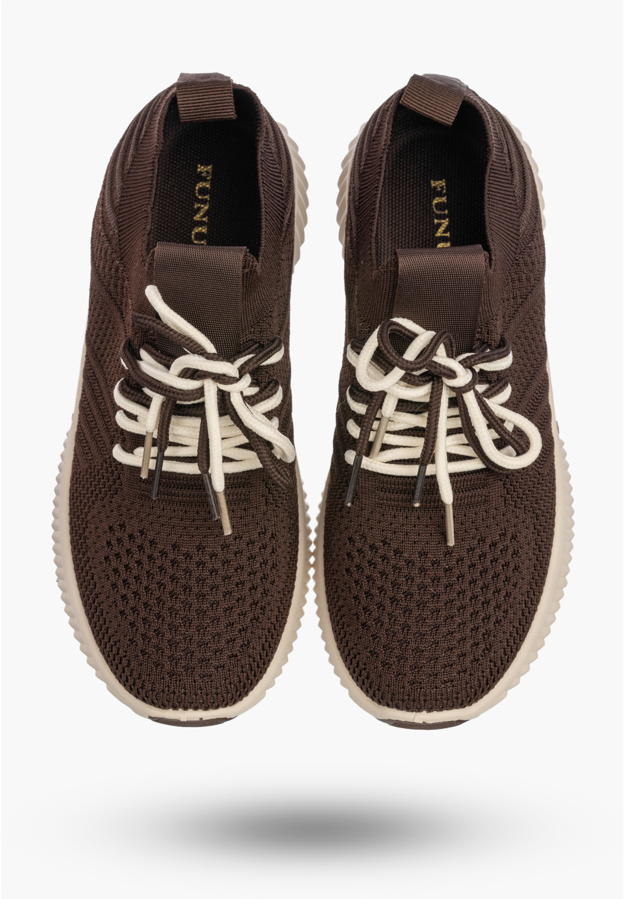 Sneakersy Damskie Buty Sportowe Wsuwane Lekkie Tekstylne Brązowe