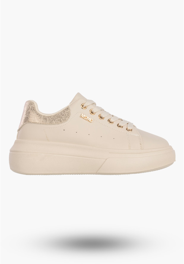 Sneakersy Damskie Ekoskóra Buty Na Platformie Półbuty Beżowe MSMG