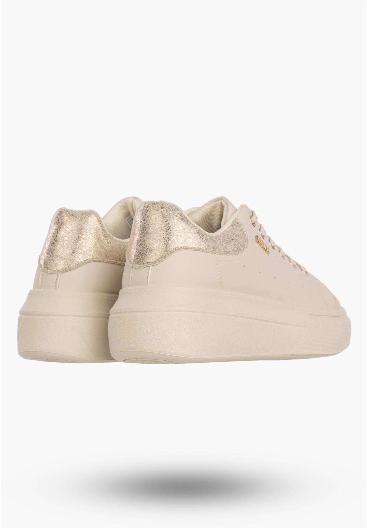 Sneakersy Damskie Ekoskóra Buty Na Platformie Półbuty Beżowe MSMG