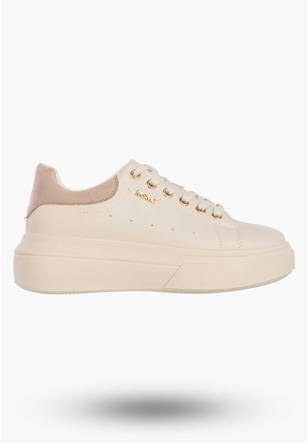 Sneakersy Damskie Ekoskóra Buty Na Platformie Półbuty Beżowe MSMG