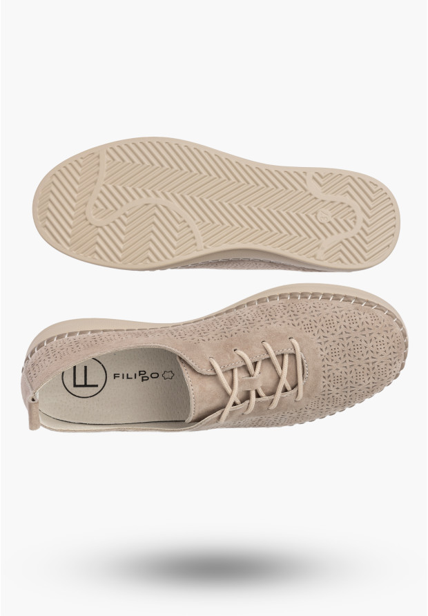 Półbuty Damskie Buty Skórzane Sneakersy Casual Beżowe Filippo DP7674