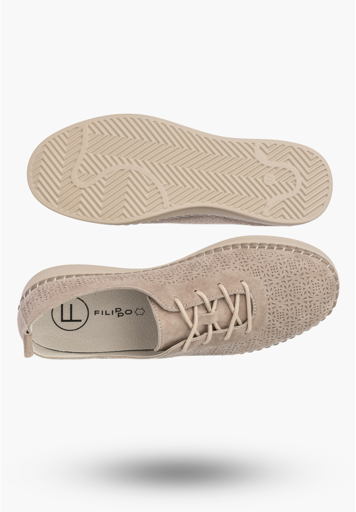 Półbuty Damskie Buty Skórzane Sneakersy Casual Beżowe Filippo DP7674