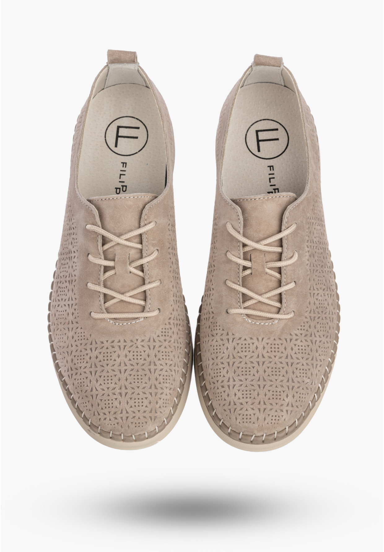 Półbuty Damskie Buty Skórzane Sneakersy Casual Beżowe Filippo DP7674