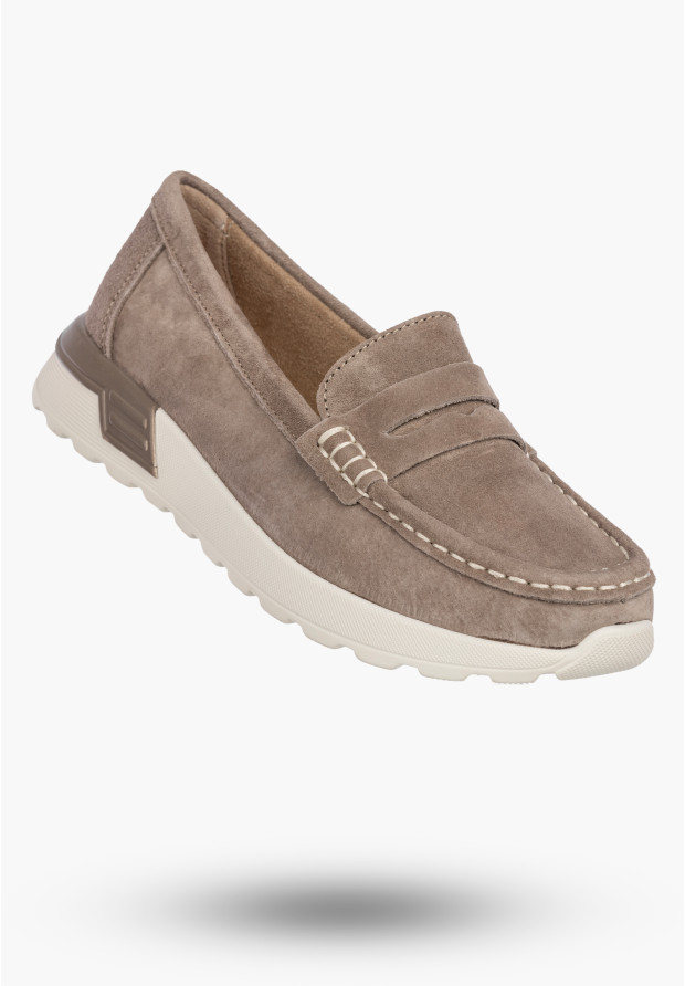 Mokasyny Damskie Skórzane Buty Wsuwane Półbuty Szarobrązowe FILIPPO DP7528