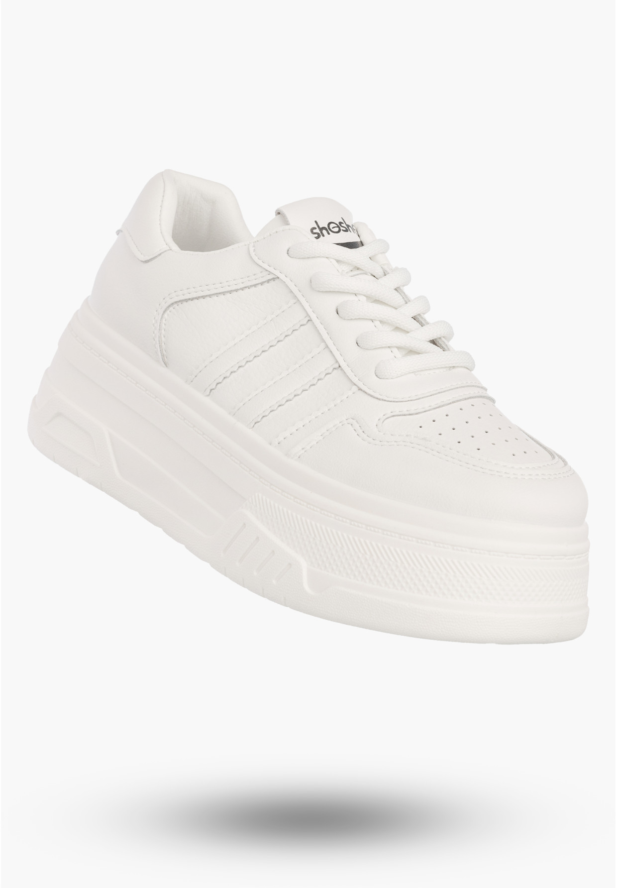 Sneakersy Damskie Ekoskóra Buty Na Platformie Klasyczne Casual Półbuty Białe ShoSho