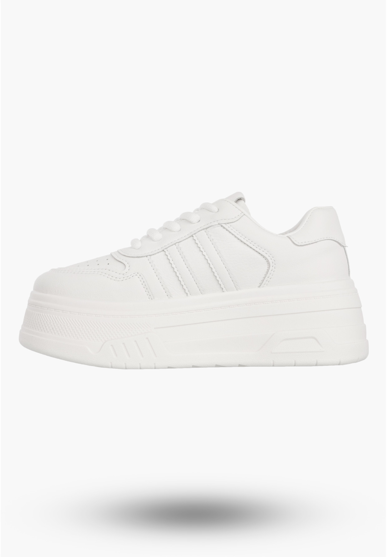 Sneakersy Damskie Ekoskóra Buty Na Platformie Klasyczne Casual Półbuty Białe ShoSho