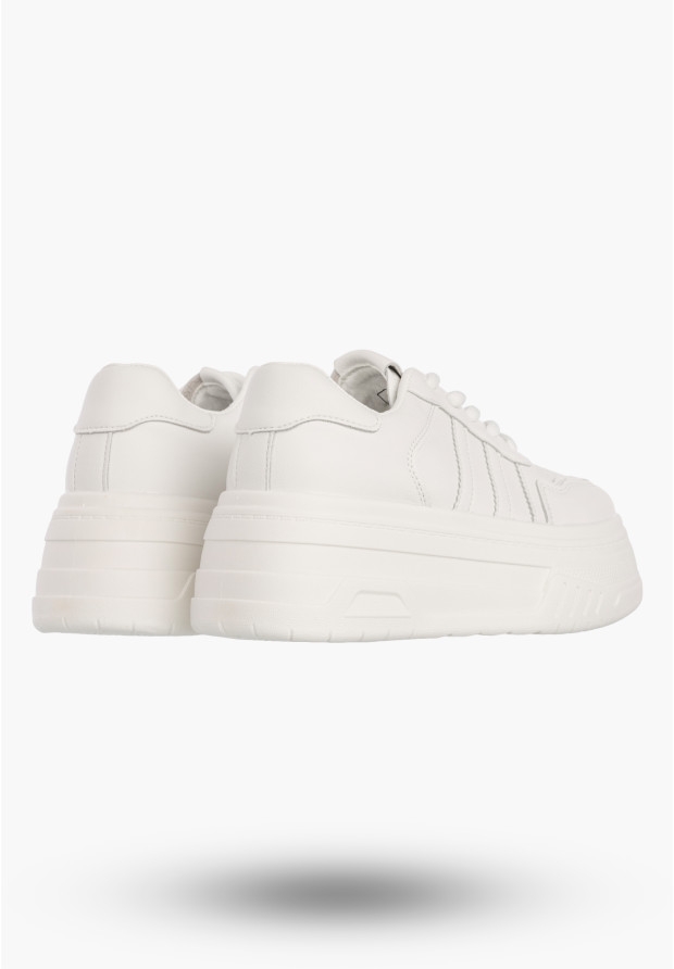 Sneakersy Damskie Ekoskóra Buty Na Platformie Klasyczne Casual Półbuty Białe ShoSho