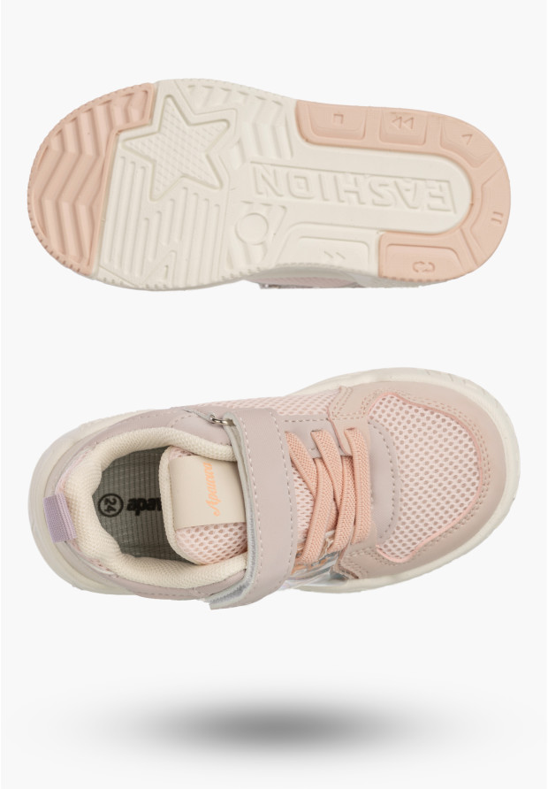 Sneakersy Dziecięce Buty Sportowe Na Rzepy Wygodne Lekkie Beżowe APAWWA Q925