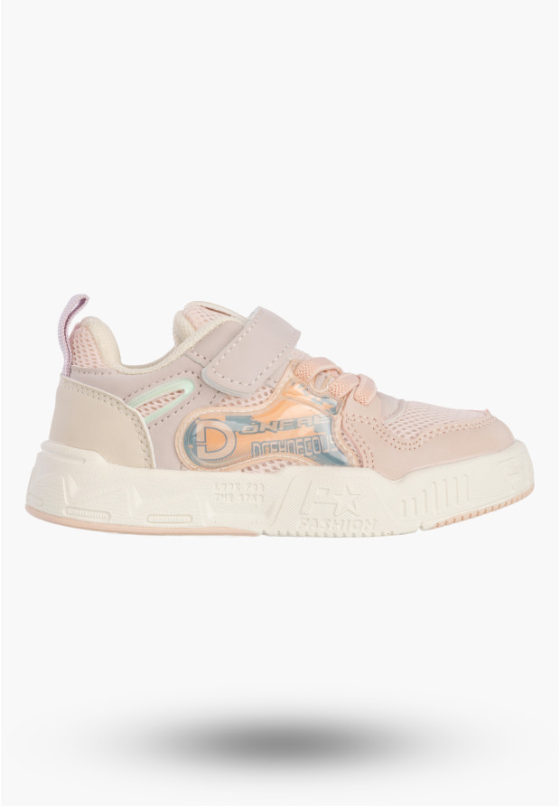 Sneakersy Dziecięce Buty Sportowe Na Rzepy Wygodne Lekkie Beżowe APAWWA Q925