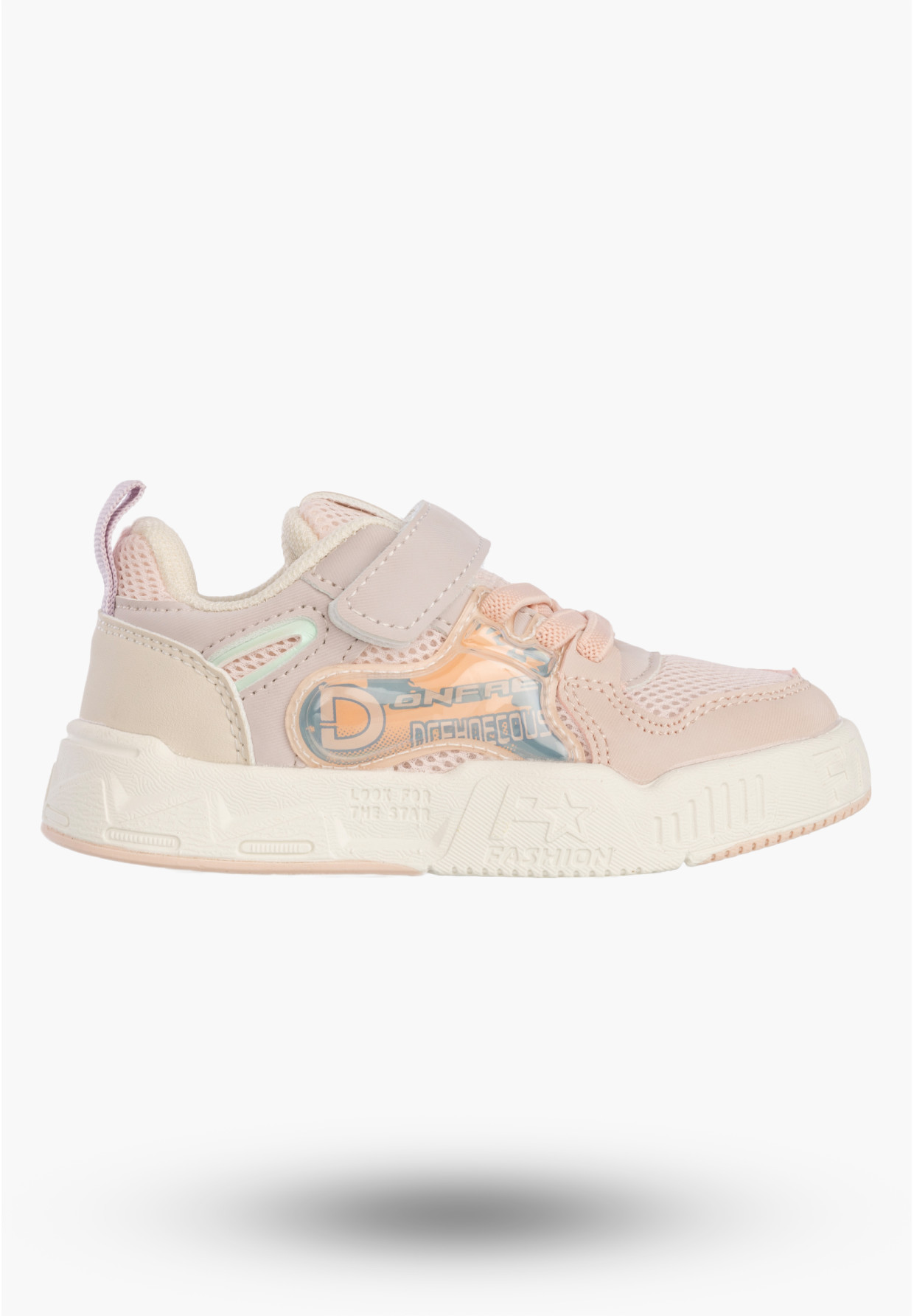 Sneakersy Dziecięce Buty Sportowe Na Rzepy Wygodne Lekkie Beżowe APAWWA Q925