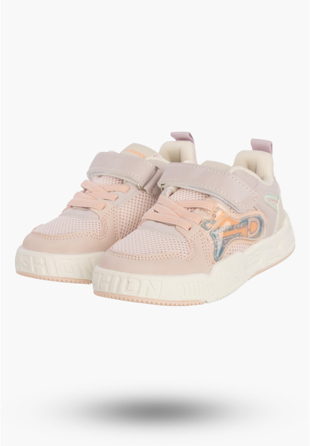 Sneakersy Dziecięce Buty Sportowe Na Rzepy Wygodne Lekkie Beżowe APAWWA Q925