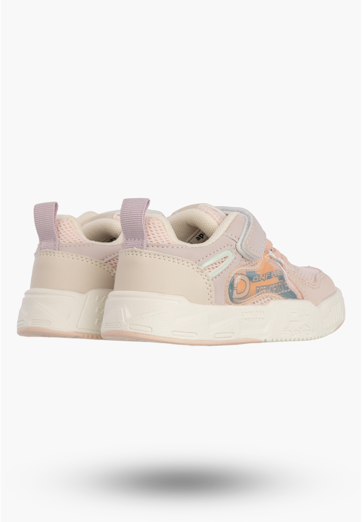 Sneakersy Dziecięce Buty Sportowe Na Rzepy Wygodne Lekkie Beżowe APAWWA Q925