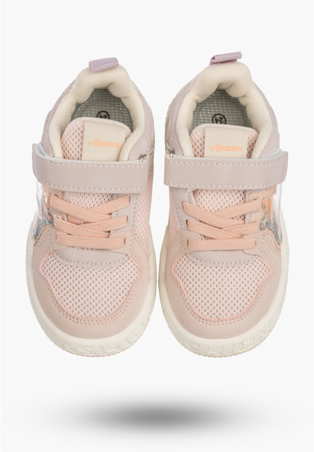 Sneakersy Dziecięce Buty Sportowe Na Rzepy Wygodne Lekkie Beżowe APAWWA Q925