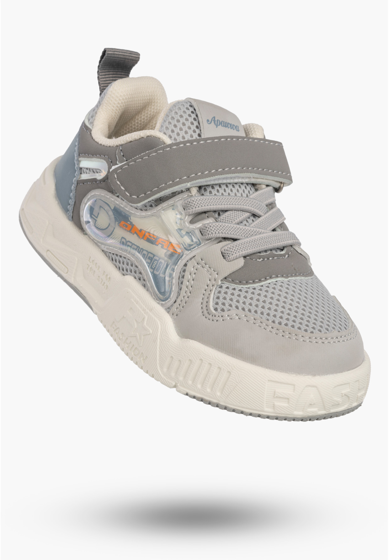 Sneakersy Dziecięce Buty Sportowe Na Rzepy Wygodne Lekkie Szare APAWWA Q925