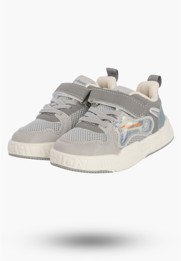 Sneakersy Dziecięce Buty Sportowe Na Rzepy Wygodne Lekkie Szare APAWWA Q925