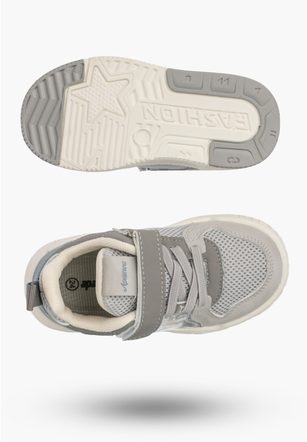 Sneakersy Dziecięce Buty Sportowe Na Rzepy Wygodne Lekkie Szare APAWWA Q925