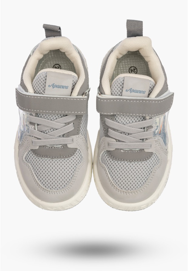 Sneakersy Dziecięce Buty Sportowe Na Rzepy Wygodne Lekkie Szare APAWWA Q925
