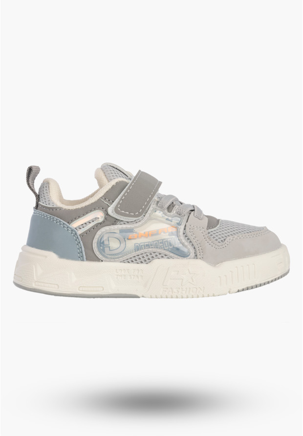 Sneakersy Dziecięce Buty Sportowe Na Rzepy Wygodne Lekkie Szare APAWWA Q925