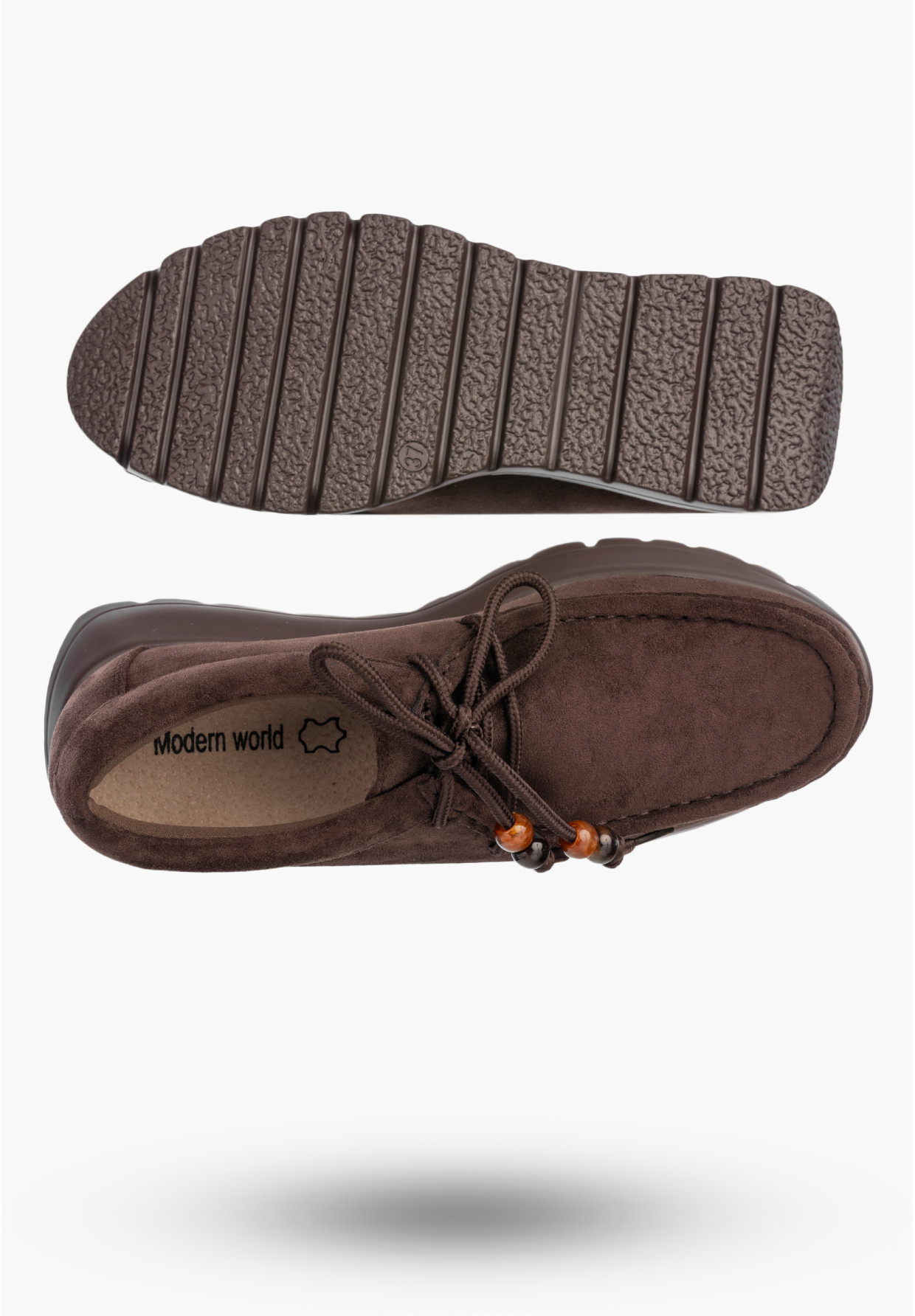 Półbuty Damskie Skórzane Buty Eleganckie Sznurowane Casual Brązowe
