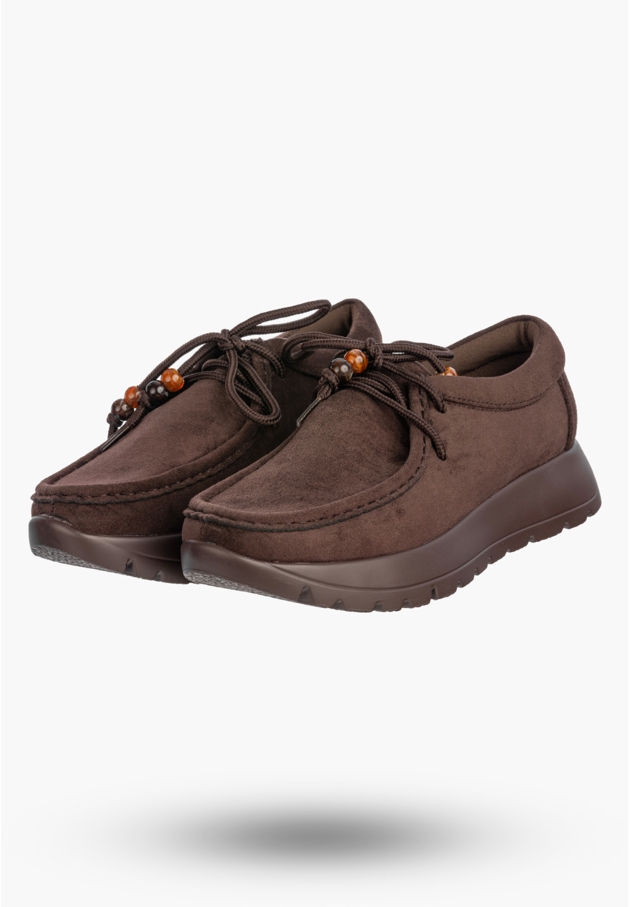 Półbuty Damskie Skórzane Buty Eleganckie Sznurowane Casual Brązowe