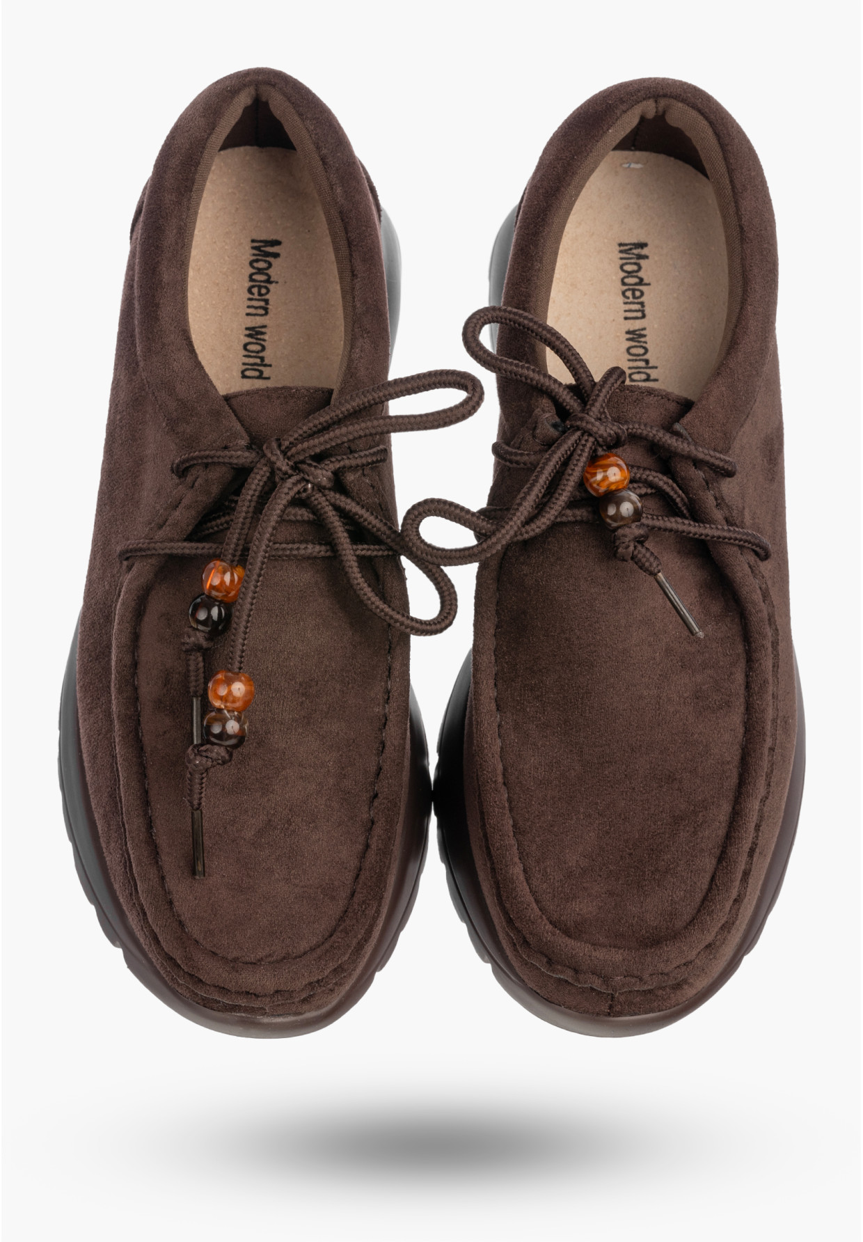 Półbuty Damskie Skórzane Buty Eleganckie Sznurowane Casual Brązowe