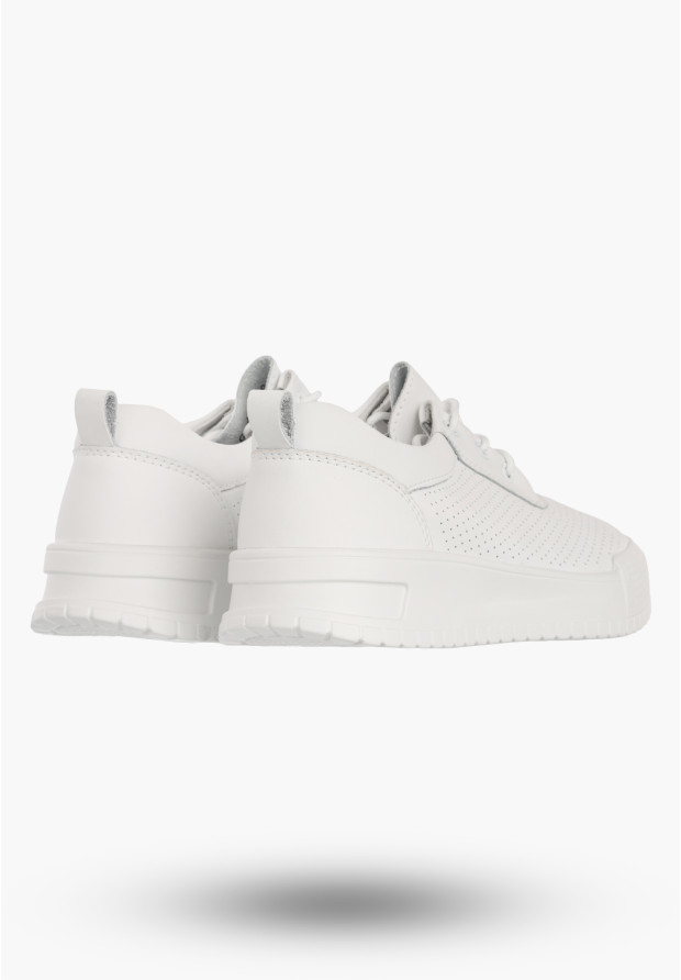 Sneakersy Damskie Skórzane Buty Ażurowe Półbuty Casual Białe Goodin