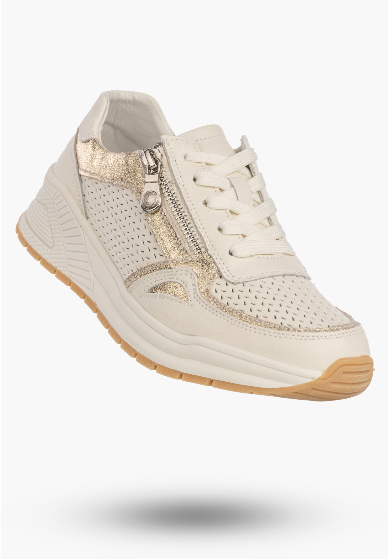 Sneakersy Damskie Skórzane Buty Sportowe Półbuty Casual Beżowe Goodin