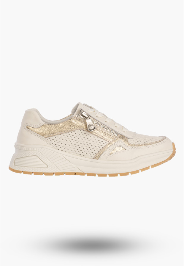 Sneakersy Damskie Skórzane Buty Sportowe Półbuty Casual Beżowe Goodin