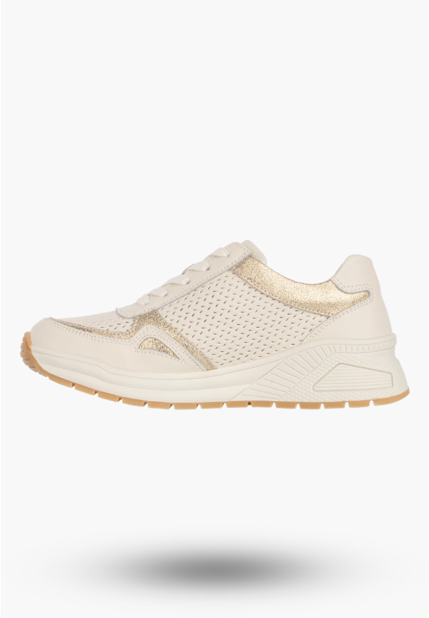 Sneakersy Damskie Skórzane Buty Sportowe Półbuty Casual Beżowe Goodin