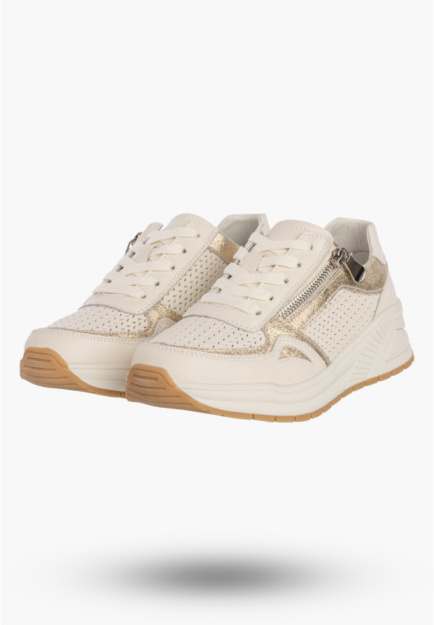 Sneakersy Damskie Skórzane Buty Sportowe Półbuty Casual Beżowe Goodin