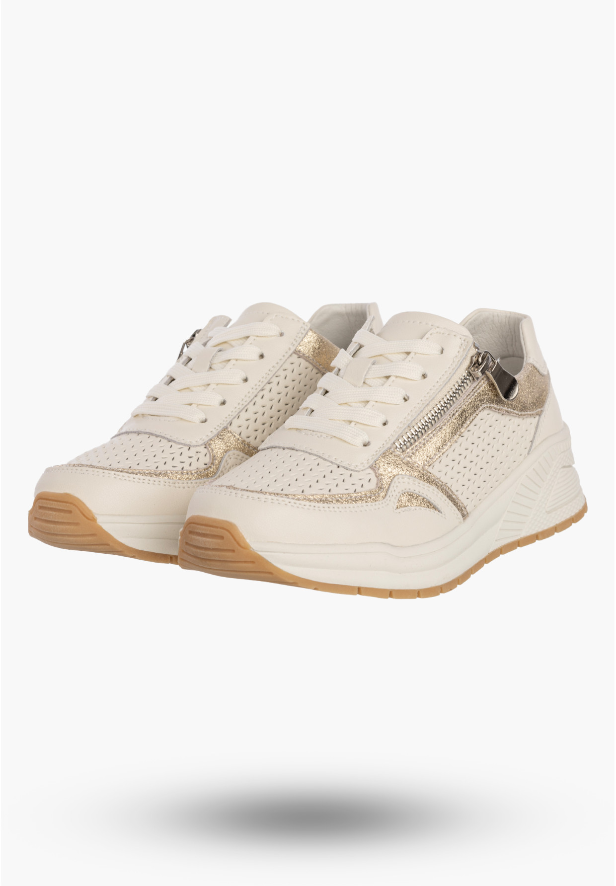 Sneakersy Damskie Skórzane Buty Sportowe Półbuty Casual Beżowe Goodin