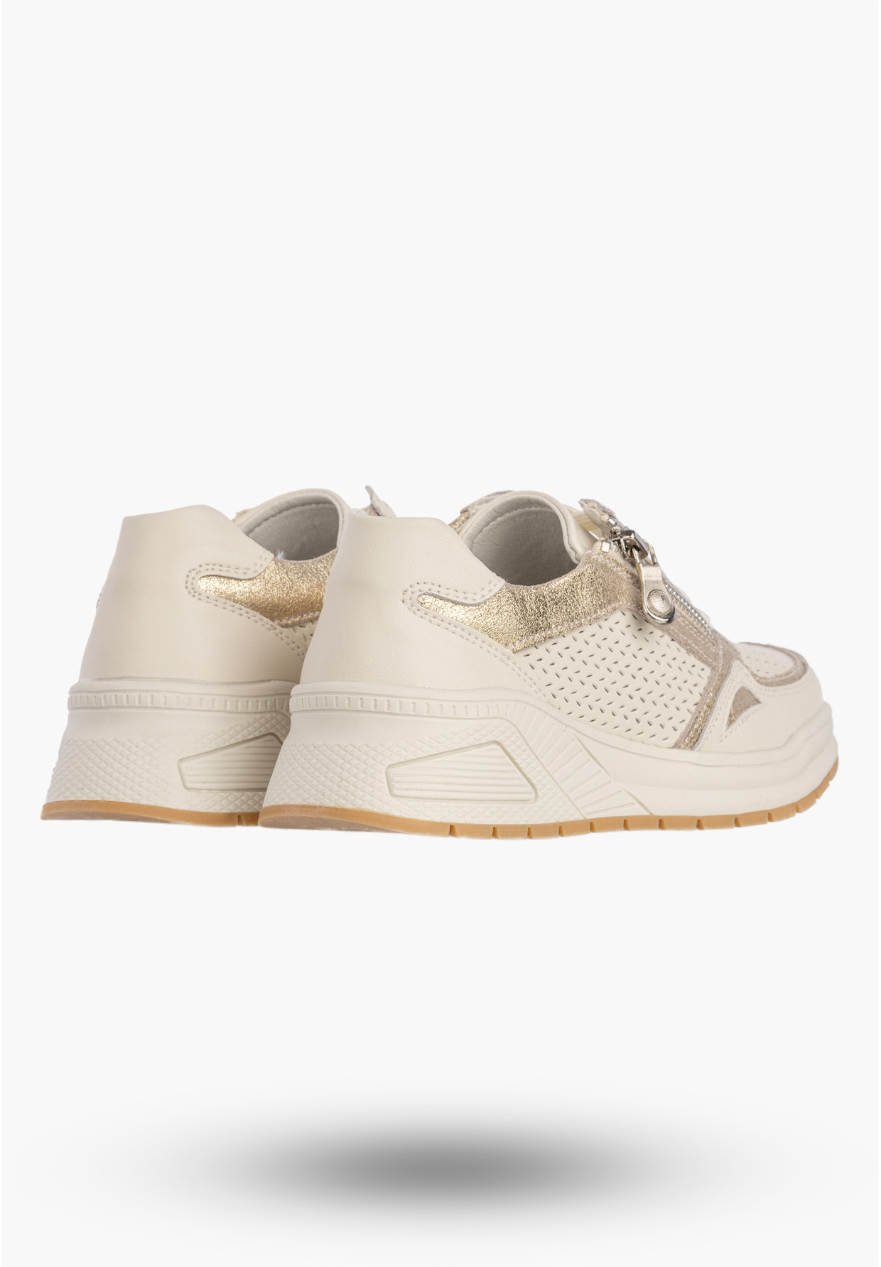 Sneakersy Damskie Skórzane Buty Sportowe Półbuty Casual Beżowe Goodin
